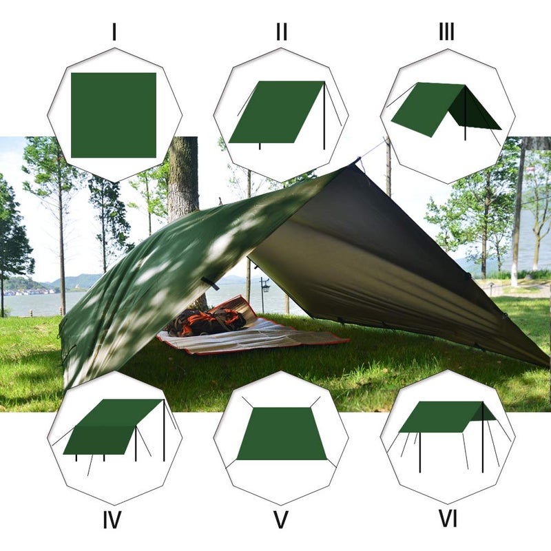 KALINCO Waterproof Camping Tarp Tent Hammock Rain Fly, 10X10FT/10X15FT, Mutifunctional Tent Footprint Lightweight Tarp for Camping, Hiking and Survival Shelter - Image 5